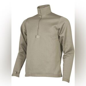 Tan Half-Zip Waffle Knit long sleeve thermal top with thumb holes